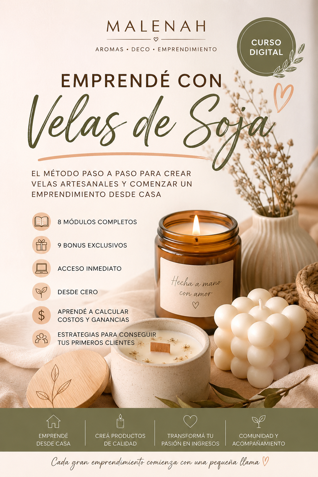 Emprendé con Velas de Soja El método paso a paso para crear velas artesanales y comenzar un emprendimiento desde casa.