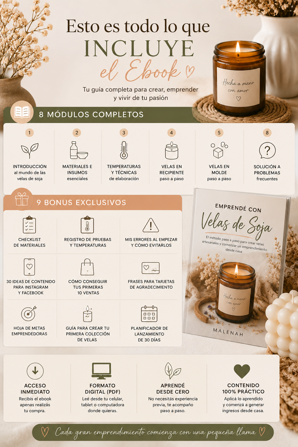Emprendé con Velas de Soja El método paso a paso para crear velas artesanales y comenzar un emprendimiento desde casa.